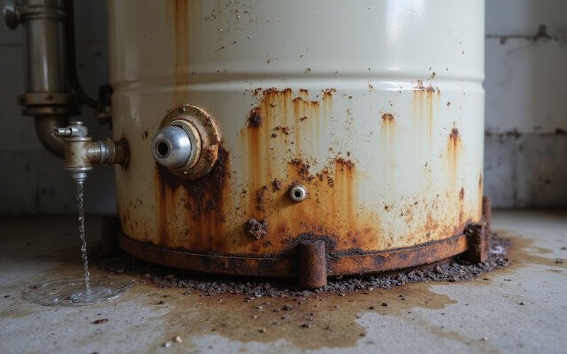 Corroded hot water tank