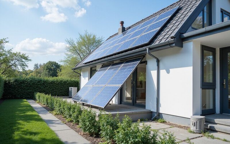 Solar PV panels with heat pump